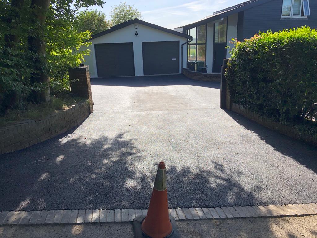 This is a photo of a bitumen driveway which is in the process of being installed by Ballarat Road Tech